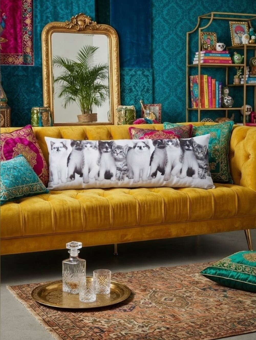 Huge Amazing White Cat Print Lumbar Pillow - Home Accents